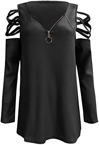 Womenените мода секси v јака од вратот, патент во боја со долг ракав, преклопени обични блузи врвови женски маица