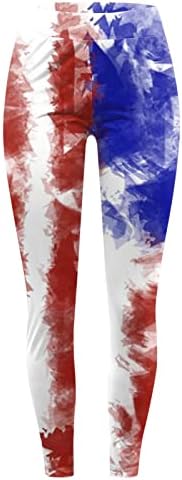 Американски хеланки на знамето за контрола на женски стомаци за контрола на стомакот, тенок молив пантолони, лесни тренинзи за тренинзи, панталони капри