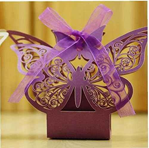 50 парчиња исечени подароци кутија свадба невестински фаворити кутии со бонбони со лента за крштевање на бебешки туширање