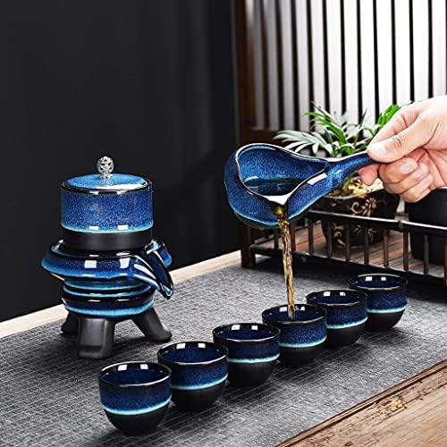 Зема на чај Razzum Кинески Гонгфу сет 9-парчиња керамички полуавтоматски чај сет на кинески ретро чајник за чајни сет домашна канцеларија полуавтоматски чај сет за ча?