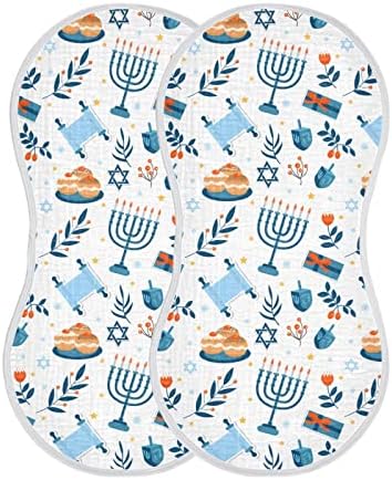 Јиж Среќен Ханука Еврејски Празник Муслин Подригнување Крпи За Бебе 2 Пакувајте Памучни Крпи За Бебиња Лигавчиња За Момче Девојче
