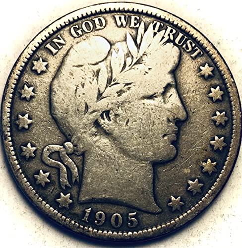 1905 бербер сребрен половина долар многу добар