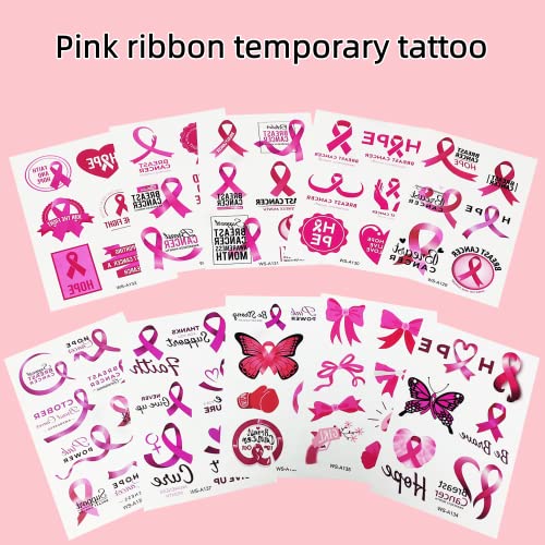 10 листови розова лента привремени тетоважи за рак на дојка тетоважи розова лента лажни тетоважи на дојка за рак на дојка тетоважи