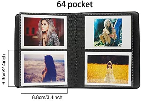 Borya 64 џебови мини фото албум за Fujifilm Instax Mini 11/Instax Mini Liplay/Instax Mini Link/Mini 9/Mini 8/Mini 90/Mini 25/Polaroid Snap PIC-300/HP Sprocke/Kodak Mini 3-инчен филм.