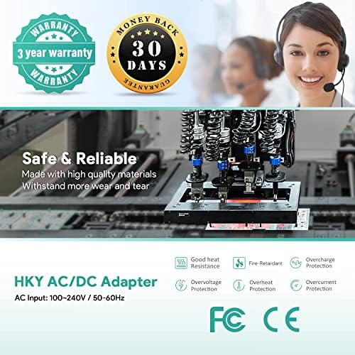 HKY AC DC адаптер компатибилен со Segway Ekickscooter Zing E8 E12 E12 Kids Electric Kick Scouter Кабел за напојување, модел NB-25D2-00D8-US NB-25D2-00D8US Адаптер за напојување на батеријата на батеријата на ба