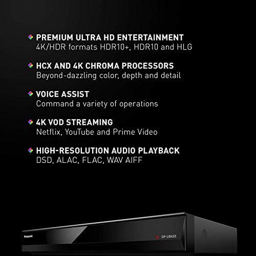 Panasonic 4k Ultra HD Blu-ray Плеер СО HDR10, HDR10+ и Хибриден Лог-Gamma Репродукција, Hi – Res Звук, 4k VOD Стриминг И Глас Помош-Црна