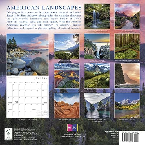 Американски Пејзажи 2023 Ѕиден Календар, 16-Месечен Календар На Природата, 12 х 12