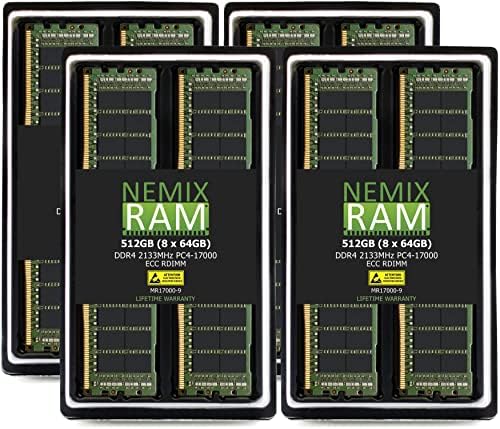 НЕМИКС RAM МЕМОРИЈА 512GB DDR4-2133 PC4 - 17000 ECC RDIMM Регистрирана Надградба На Меморијата На Серверот За DELL PowerEdge