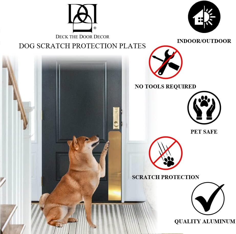 Палубата На Вратата Декор | Куче Гребење Врата Заштита Плоча &засилувач; Удар Плоча-Масло Нанесуваат Бронзени Лепило Планината
