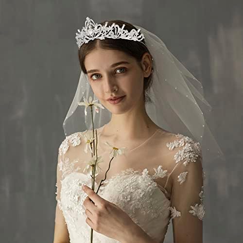 АЦО-УИНТ Сребрена Круна За Жени, Кристална Свадбена Дијадема За Невестата Принцеза Дијадема Кралска Круна Елегантна Кралица Круна