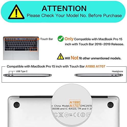 MOSISO Компатибилен Со Macbook Pro 15 Инчен Случај 2019 2018 2017 А1990 А1707, Стп Кожа Фолио Заштитен Штанд Покритие Со Јасна лента&засилувач;