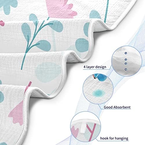 vvfelixl Бебе качулка крпа симпатична цветна шема Абсорбента Бебе крпи памук мека бања за новороденче, дете 35x35in бело