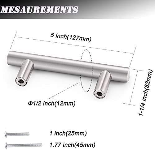 Пробрико 50 Пакет Модерни 3инч Кујнски Кабинети Рачки Шкаф Т Бар Фиока Влече Рачки На Вратите Копчиња Нерѓосувачки Челик Четкан