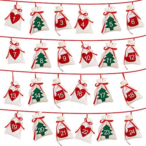 Нашиот топол Божиќен Календар За Доаѓање 2021 Година, 24 Дена Висечки Чанти За Подароци Од Календарот За Доаѓање САМОСТОЈНО Одбројување