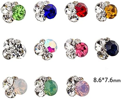 N/A 10PCS 3D кристали на ноктите Rhinestone AB CHARMS квадратни тркалезни камења за нокти за украсување на маникир додатоци за