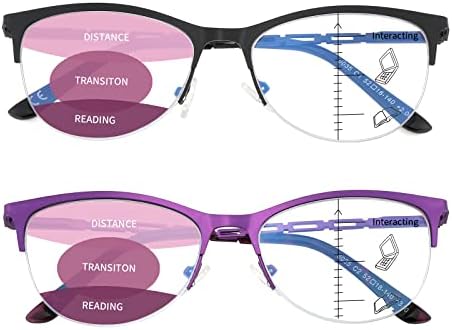 Lkeye Бифокално читање очила за жени дизајнер мачка око преголема рамка+мултифокални очила за читање жени прогресивно мултифокус сино светло