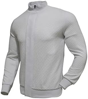 Земи за памучни џемпери за мажи, долги ракави паѓаат стенд-ап јака патент јакни тренингот спортски лесен палто