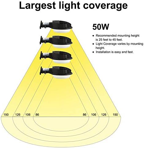 Bbmi 50W LED Штала Светлина, 5000K 6000lm Дневна Светлина, Самрак До Зори Двор Светлина, Отворено Безбедносно Светло За Површина Осветлување,