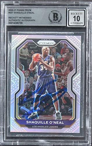 Shaquille O'Neal потпиша 2020 Panini Prizm Silver 207 Card Auto 10! Bas Slabbed - Кошаркарски картички за дебитант