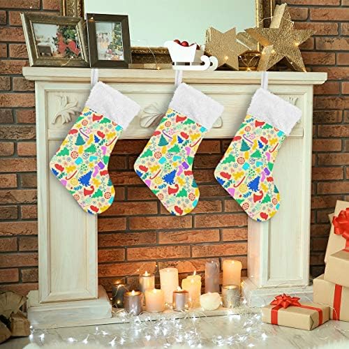 Пимилагу Шарени Божиќни чорапи за Божиќ 1 пакет 17,7 , виси чорапи за Божиќна декорација