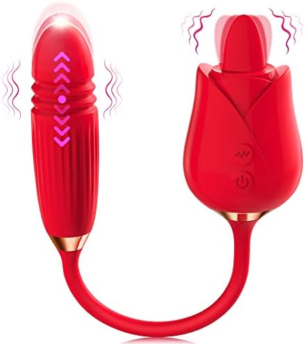 Роза секс играчка G Spot Vibrator, 3in1 надградба на розово секс стимулатор за жени со лижење од 5 јазици и 12 нафрлајќи вибрирачки дилдо,