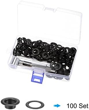 HARFINGTON 100 SET GROMMET OEERETS ГРОМЕТ Алатки Комплет Црна 10мм 2/5 инчен бакарен метален комплет за метал со 3 парчиња алатки