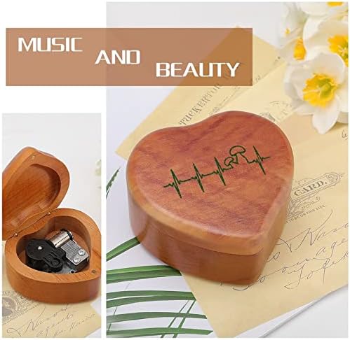 Печурка за чукање на срцето Loveубов гроздобер дрвена часовна музика музичка кутија во форма на срцева кутија подароци за семејни