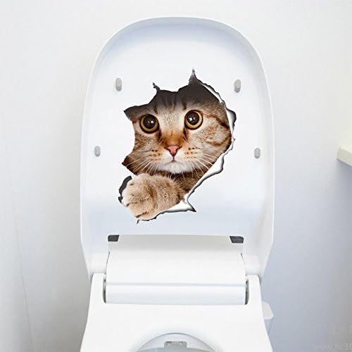 Пакет од 2 парчиња просторија за миење садови WC налепници за тоалети седишта Супер преслатка мачка животинска шема 3Д поглед ПВЦ wallидни налепници декор декорации у?