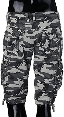 Niuqi Casual Camo Camo Butted Counters Shorts Chnee Denge Zip up luctring slacks со мулти -размавта џеб за мажи