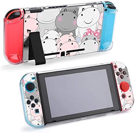 Случај за Nintendo Switch Cute Cute Hippo Hard Protective Case Смешна забавна модна кул прекинувачка игра кожи за момчиња за девојчиња