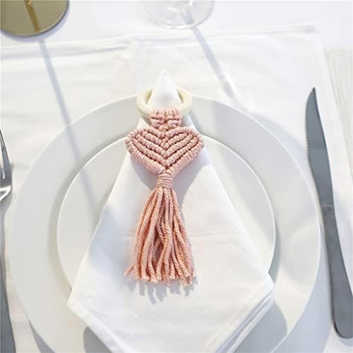 XJJZS 12 парчиња хотел ресторан ресторан прстен рустикален прстен од салфетка памучна јаже рака ткаена ласкава салфетка прстен