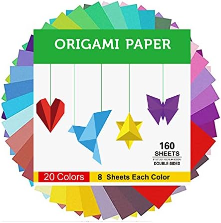 Комплет за хартија Bubu Origami 1000 листови 6 инчи квадратни двострани боја 20 живописни бои за почетници за обука и лекции за училишен