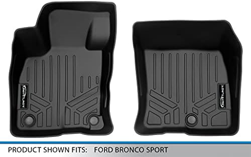 SmartLiner Custom Fit All Weather Time Black 1-ви ред под кат лагер сет компатибилен со 2021-2023 Ford Bronco Sport & 2022-2023 Ford