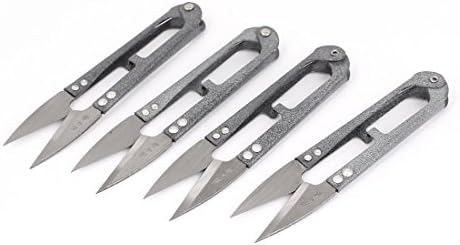 Аексит метални зафаќаат рачни алатки за конец за риболовци за шиење предиво за ножици за ножици и ножици сиви 4 парчиња