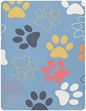 Алаза кучиња шепа отпечати чаршафи за креветчиња опремени со басинет за момчиња бебе девојчиња, стандардна големина 52 x 28 инчи