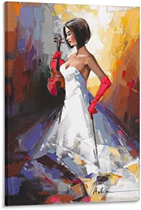 Уметноста отпечатоци Анатолиј Метлан жена која свири виолина 90-ти постери wallидни уметнички слики платно wallид декор дома украс дневна