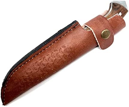 Рачно изработен нож за грмушка со ОХИЈ со 4,25 не'рѓосувачки 4116 германски челичен сечило, оригинална кожа обвивка, рачка од орев со целосна танг