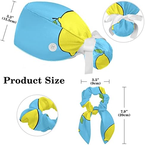 Работното капаче од овошје од жолт лимон со копчиња ， прилагодливо хируршки капаче за чистење со ласкава коса