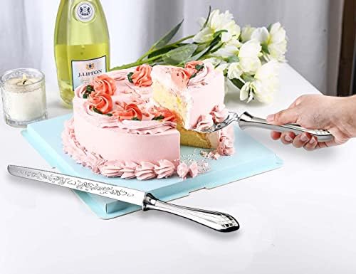 Сет за ножеви и сервери за торта HISSF, 18/10 сервери за пита од торта од не'рѓосувачки челик, слатка loveубовна торта сервирање сет совршено за свадба, роденден, дом, забав?