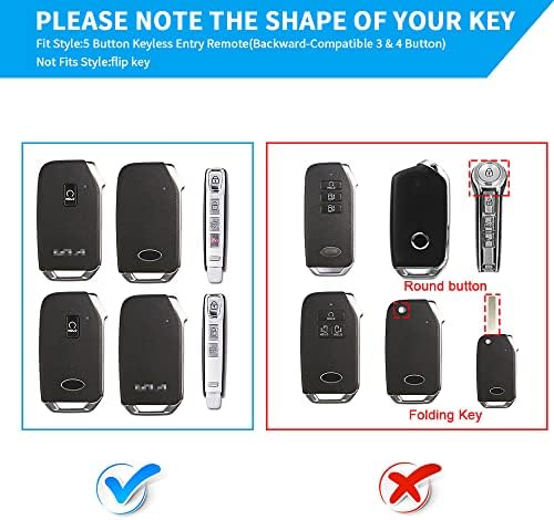 QBUC за Kia Key Fob Cover, TPU Key Shell со кожен Lanyard погоден за Forte Sportage Soul K5 Telluride Remote/Smart Key