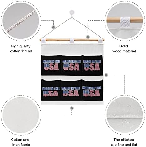 Направени Во Америка Ѕид Плакарот Виси Торба За Складирање 6 Џебови Лен Памук Над Вратата Организатор Торбички За Спална Соба Бања