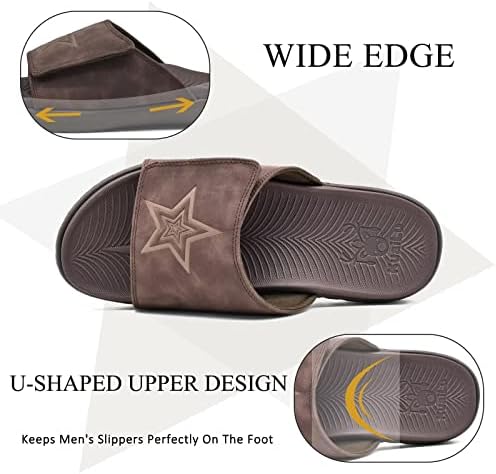 Слајдовите за мажи Kuailu меки перничиња спортски сандали со плантарна фасцитис поддршка за прилагодување на отворени пети летни влечки се лизгаат на затворен прост?