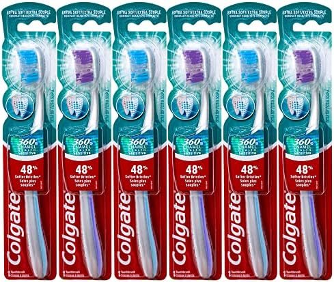 Colgate 360 ​​Enamel Health чувствителна четка за заби, компактна глава, екстра мека - пакет од 6