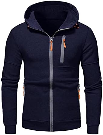 Hoogy Fall Hoodie for mens zip up ensual sweatshirt со џебови со патенти удобна атлетска надворешна облека активна облека （m-4xl）