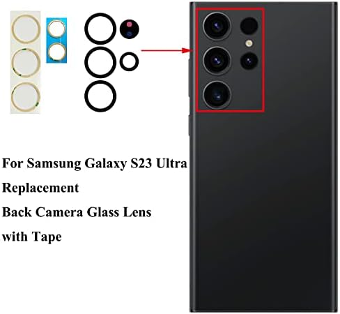 2 Пакет Галакси С23 Ултра Задна Камера Стаклена Леќа Замена За Samsung Galaxy S23 Ултра 2023 Sm-S918U Задна Камера Стакло Со