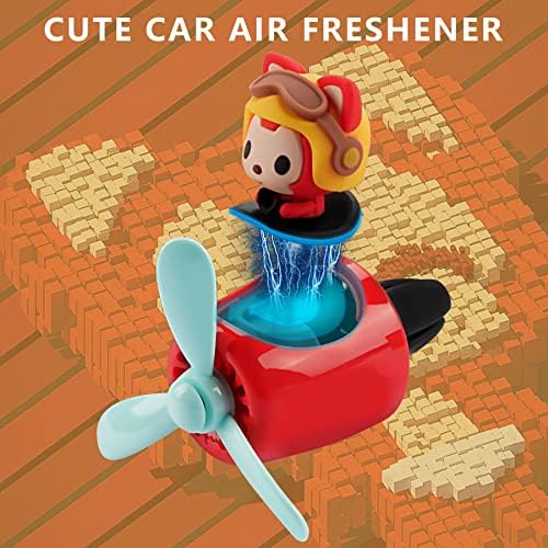 Immtyee Car Freverents Carture Cartoon Fox Pilot Car Dificer Roting Propeller Automotive Air Outlet fan Creative Car Perfumper Декорација