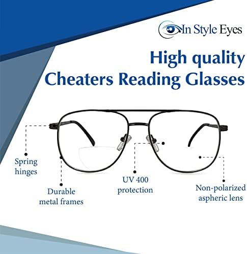 Во стилови на очите само чилини измамници за читање очила - жична метална рамка во стилот на авијатичар - Неполаризирана леќа