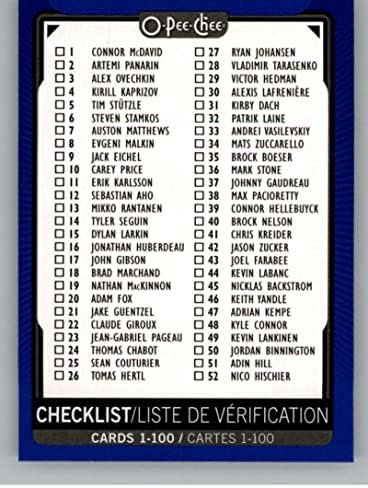 2021-22 O-Pee-Chee Blue Border 100 CheckList картичка NHL Hockey Trading Card
