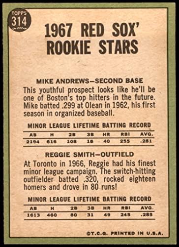 1967 Топпс 314 Red Sox Recudies Reggie Smith/Mike Andrews Boston Red Sox Ex+ Red Sox