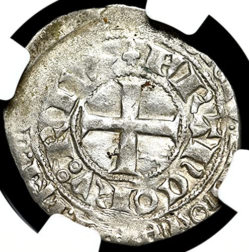 FR 1364-80 AD Средновековна Франција, античка сребрена француска монета од средниот век Блан Ау-58 НГЦ